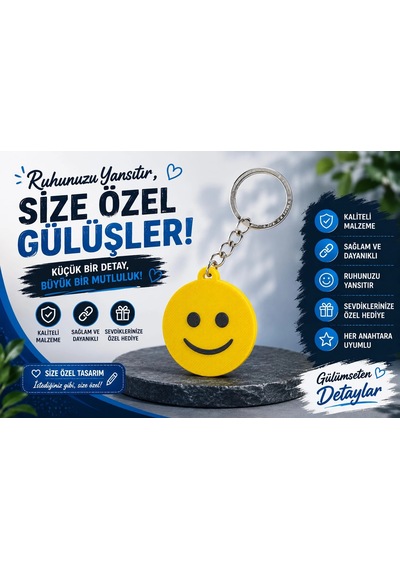 Emoji Anahtarlık , Tebessüm Emoji Şeklinde Araç Anahtarlık - Emoji Araba Anahtarlığı