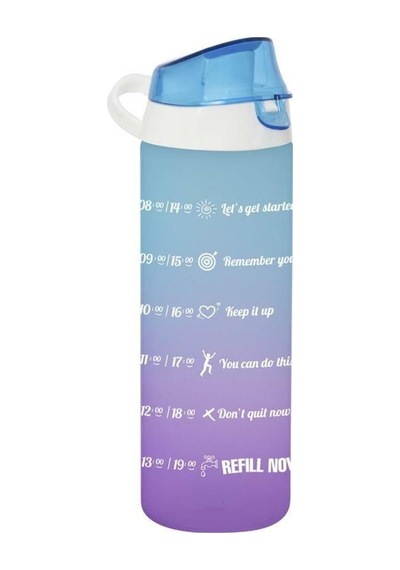 0,75 Lt Çift Renk Boyalı Ölçü Baskılı Matara-mavi Çok Renkli Plastik Diğer