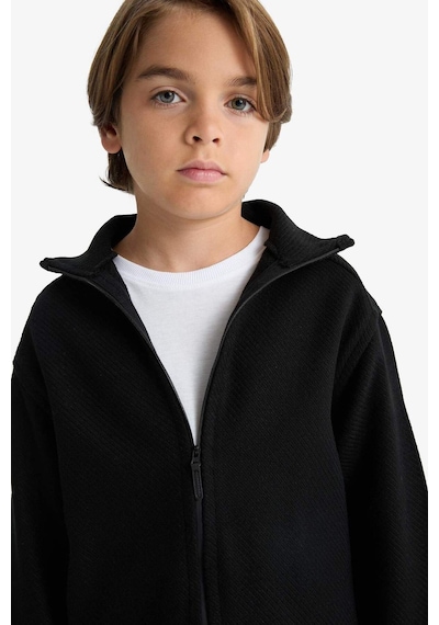Defacto Oversize Dik Yaka Uzun Kollu Fermuarlı Gömlek Siyah Erkek Çocuk Ceket F1473a8/bk81 Siyah