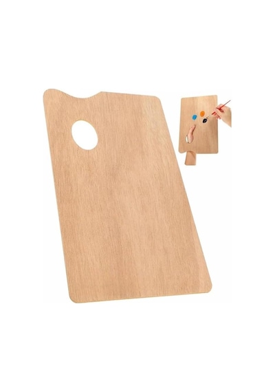 Ahşap Dikdörtgen Palet Naturel 20x30 Cm 1 Adet Orta Boy Ahşap Boya Paleti Resim Boyama Tepsisi Akrilik Guaj Karışt
