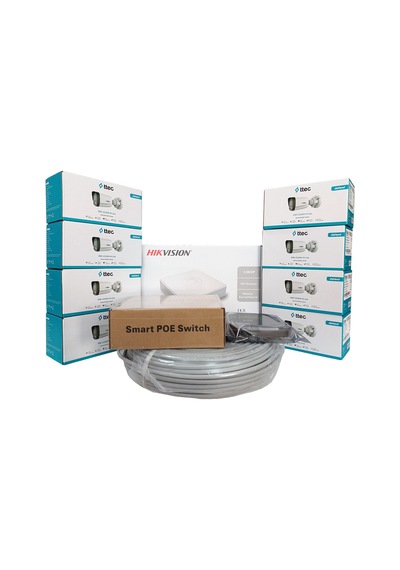 Hikvision 8'li İp Güvenlik Kamerası Seti, Mikrofonlu, Uzaktan İzleme, Gece Görüş