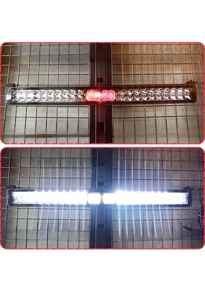 Off-road Premium Tavan Led Bar 80 Cm Beyaz Işık Projektör Kırmızı Göz Gündüz Led Metal Gövde 12-24v
