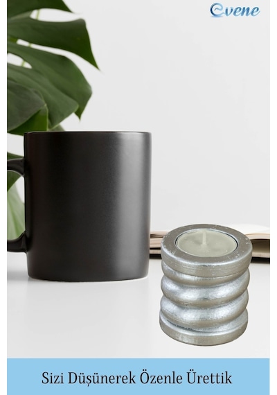 Mumluk Şamdan Tealight Ve İnce Mum Uyumlu Spiral Model - Gümüş