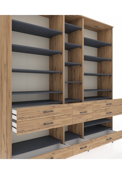 Hyperion Dolap 19 Raflı 8 Çekmeceli 220x44x243 Çam-antrasit/çam Antrasıt/atlas Çam Hyperion Dolap 19 Raflı 8 Çekmeceli 220x44x243 Çam-antrasit/çam Antrasıt/atlas Çam