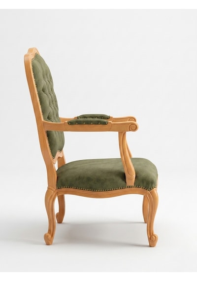 Throne Fransız Still Klasik Ahşap Berjer Natural