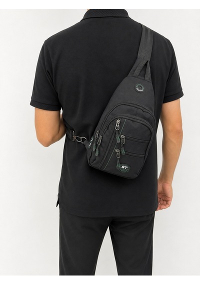 Seventeen Unisex Orta Boy Çok Gözlü Çapraz Askılı Body Bag Siyah-haki