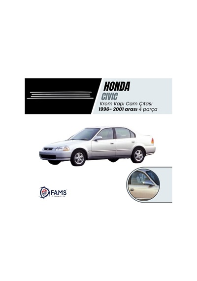 Honda Cıvıc Krom Cam Çıtası 4 Prç. 1996-2001 P. Çelik