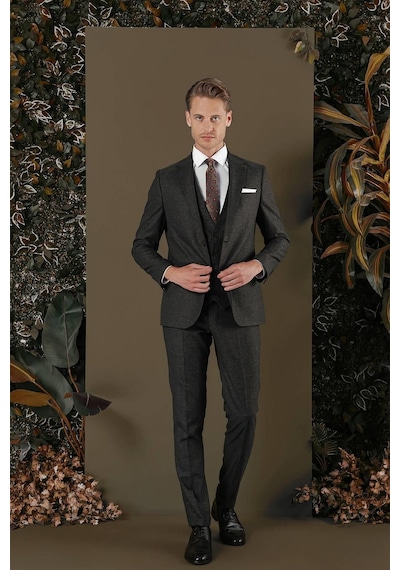 Efor Tk 880 Slim Fit Kahve Klasik Takım Elbise Kahverengi
