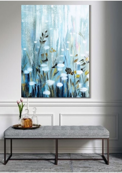Soyut Çiçek El Yapımı Yağlı Boya Tablo 65x85cm