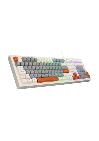 Everest Km-77 Runa Gri/krem/kahve Usb Rainbow Aydınlatmalı Sessiz Q Klavye + Mouse Set Optik