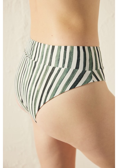 Penti Mali Çizgi Desenli Yüksek Bel Vintage Bikini Altı