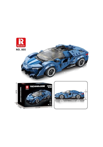 Reobrix Creator 805 Koenigsegg Agera Mavi Spor Araba Yaratıcı Yapı Blok Seti Building Blocks - 298 Parça