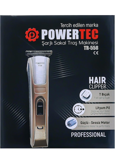 Powertec Tr-558 Profesyonel Şarjlı Saç Sakal Ense Vücut Tıraş Mak
