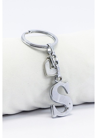 Gümüş Renkli Metal S Harfi Anahtarlık, Modern Stil Metal Kalp