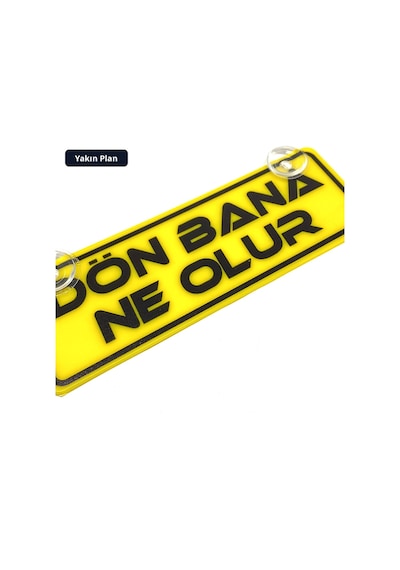 Trobus Vantuzlu Dekor Plaka Cam Süsü Dön Bana Ne Olur Yazılı 22x7,5 Cm Sarı