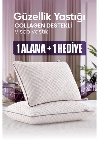 Collagen Boyun Destekli Ortopedik Visko Yastık - Güzellik Yastığı Beyaz Dokulu
