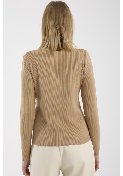 Sementa Düğme Detaylı Fitilli Triko Kazak - Kamel Kamel