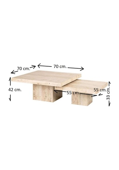 Most Marmoris Mermer Görünümlü Mdf Orta Sehpa Set Ceviz - Aytaşı