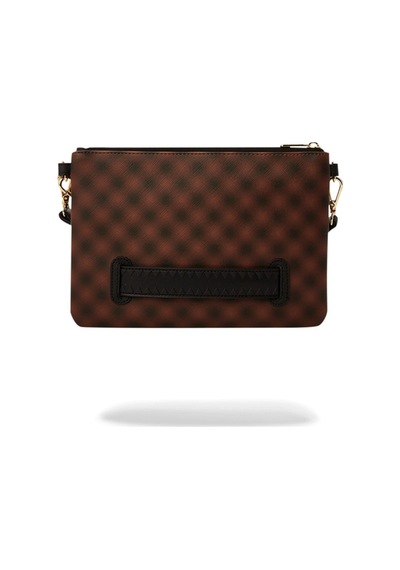 Sprayground Sharks In Paris Blur Clutch, Unisex Vegan Deri El Çantası Kahverengi