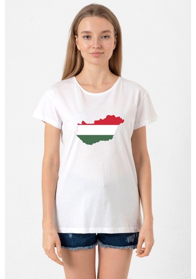 Euro 24 Hungary Beyaz Kadın Bisikletyaka Tshirt Beyaz