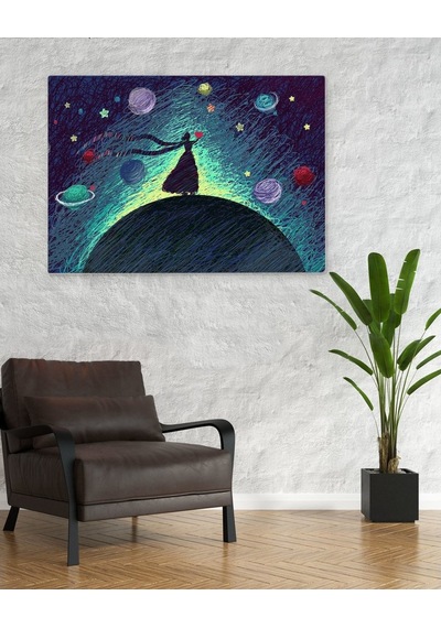 Bk Home Gezegenler Ve Aşk Tasarımlı Kanvas Tablo 50X70Cm
