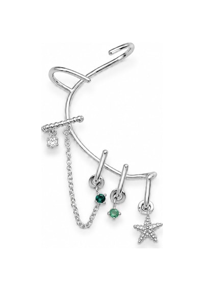 Çelik Taşlı Yıldız Earcuff Silver