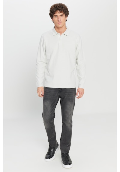 AC&Co / Altınyıldız Classics Erkek Grı %100 Pamuk Slim Fit Dar Kesim Polo Yaka Jakarlı Triko Tişört Gri