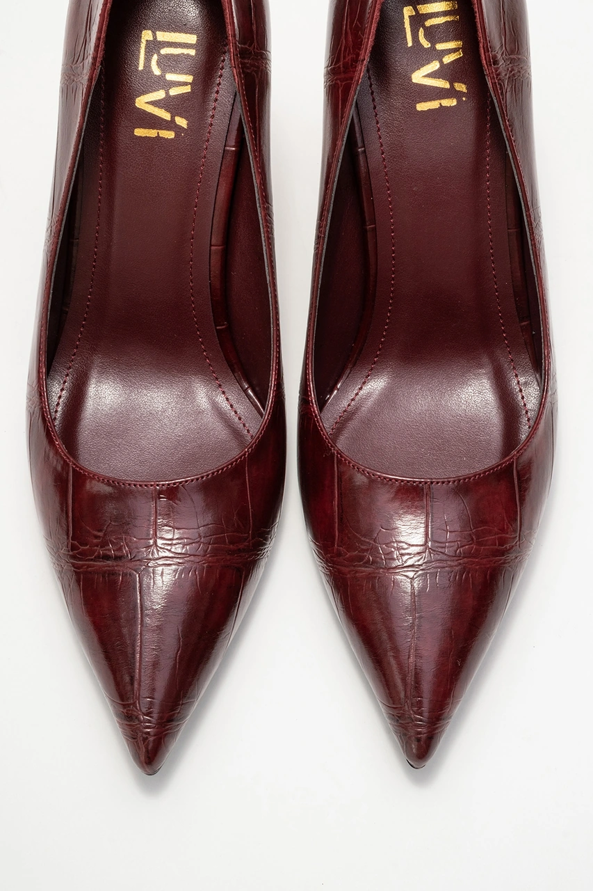 Luvishoes Luvi Shoes Hudson Bordo Baskı Kadın Topuklu Ayakkabı Bordo