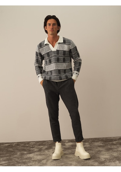 Xint Kırık Beyaz Lüks Pamuk Dokulu Regular Fit Kazak 801760