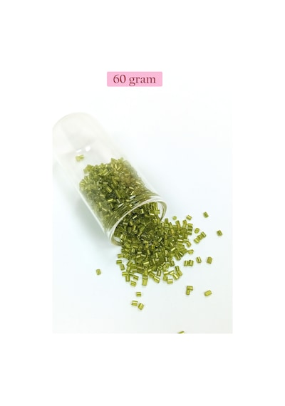 Kesme Cam Boncuk 2mm - 60 Gram - Şeffaf Çimen Yeşili - Bnc393