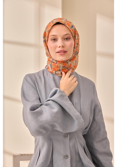 Silk Home Soft Eşarp 73091-35 Turuncu, İndigo, Yeşil Bej