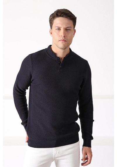 Ferraro Lacivert Bisiklet Yaka Erkek Pamuk Kazak Lacivert (456046308) Lacivert