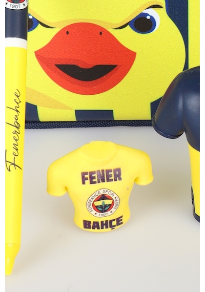Lisanslı Fenerbahçe Yellow Collection Kalem Çantası,top Başlıklı Jel Kalem,forma Tasarım Kalemtraş,silgi Tepeli Kurşun Kalem Seti Altın