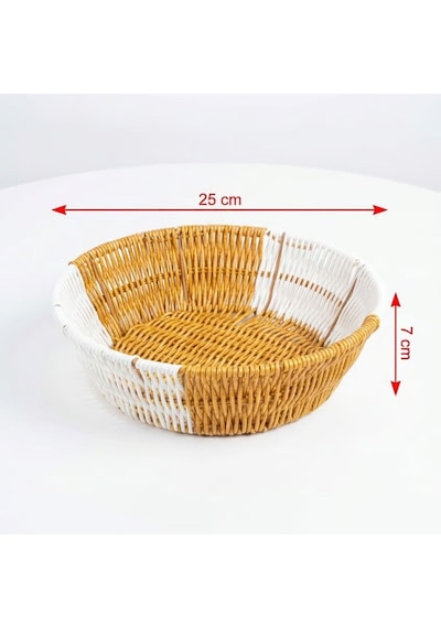 Büro Ev Ofis Düzeni İçin Çift Renkli Plastik Rattan Yuvarlak Ekmek Meyve Sepeti Diğer