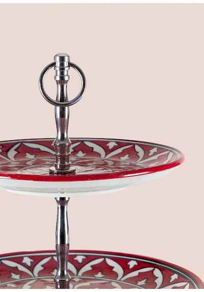 The Mia Corallo 2 Katlı Kek Pasta Servisi Kırmızı 27x22x31 Kırmızı