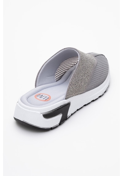 Luvishoes Glea Gri Taşlı Fileli Burnu Kapalı Kadın Terlik Gri
