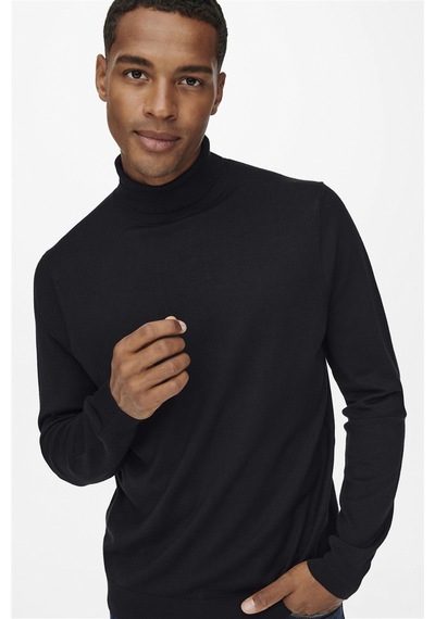 Only & Sons Onswyler Life Reg Roll Neck Knit Noos Erkek Siyah Kazak - 22020879