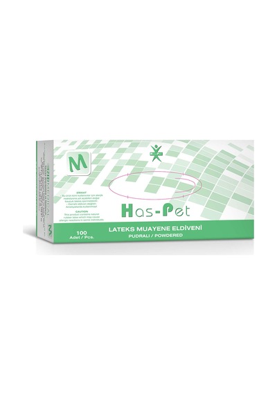Has-Pet Pudralı Latex Muayene Eldiveni 100'lü M