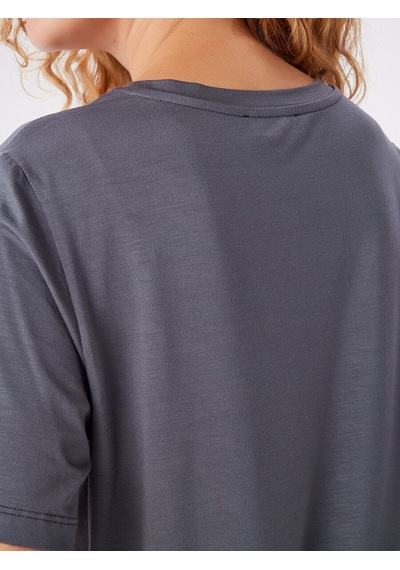 Faik Sönmez V Yaka Kısa Kol T-shirt W27tsh001 Bw27tsh00112 Gri