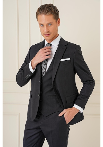 Efor Slim Fit Esnek Yelekli Klasik Siyah Takım Elbise Tk 897 Siyah