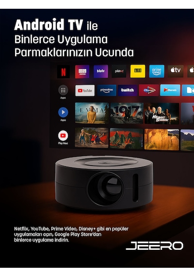 Jeero Mini Ev Sinema Projeksiyon Cihazı Türkçe Menü Yt200