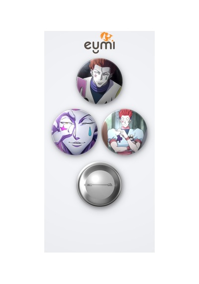 Hunter X Hunter Hisoka 3'lü Metal Rozet Seti 58mm İğneli Buton Çanta Yaka Rozeti Çok Renkli