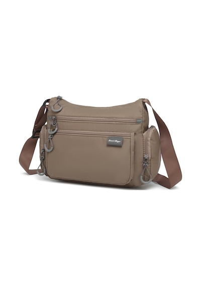 Smart Bags Kahverengi Orta Boy Çok Cepli Su Geçirmez Ultra Hafif Kumaş Kadın Çapraz Çanta
