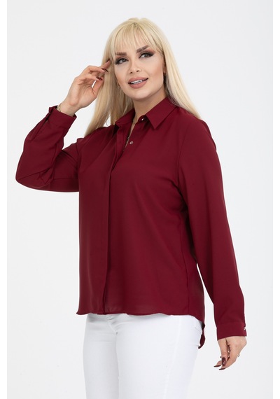 Pera Moda Jessica Büyük Beden Gömlek Bordo