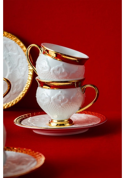 Emsan Dantel 6 Kişilik Kahve Fincan Takımı 100 Ml Gold