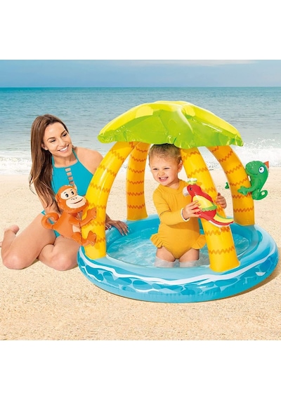 Intex 58417 Tropik Ada Gölgelikli Şişme Çocuk Havuzu 102cm Şişi Çok Renkli