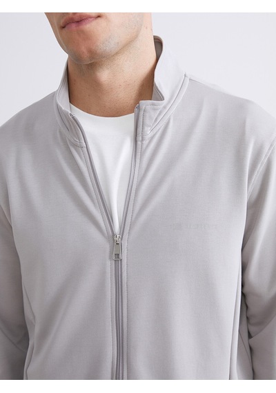 LC Waikiki Lc Waıkıkı Gri Rahat Kalıp Dik Yaka Erkek Fermuarlı Sweatshirt