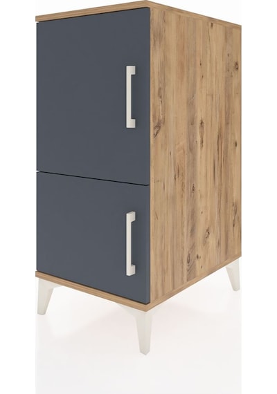 Kronos Komodin 3 Raflı 2 Kapaklı 44x59x96 Çam-antrasit Atlas Çam