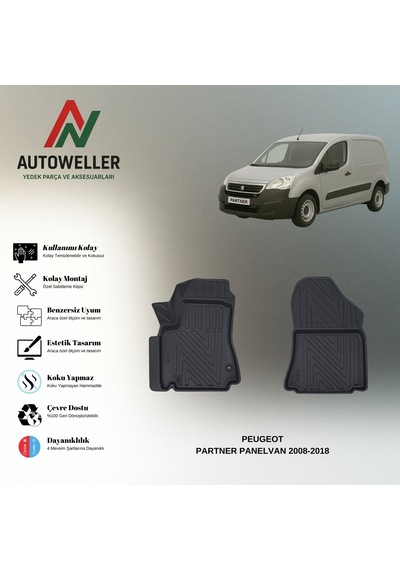 Peugeot Partner 2008-2018 Uyumlu Havuzlu Oto Paspas Panelvan