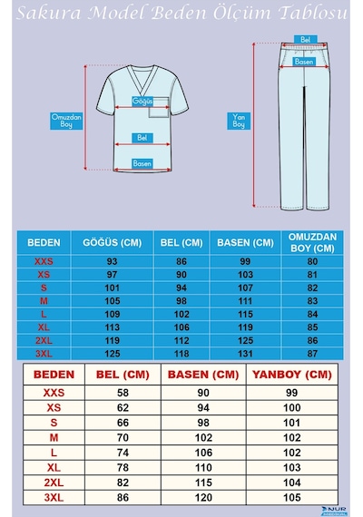 Lacivert Renk Sakura Model Tesettür Doktor Hemşire Scrubs Üniforma Takımı Lacivert